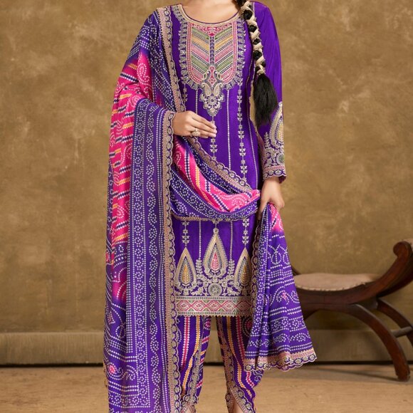 CHINNON WORK SALWAR SUIT - Picture 1 of 10